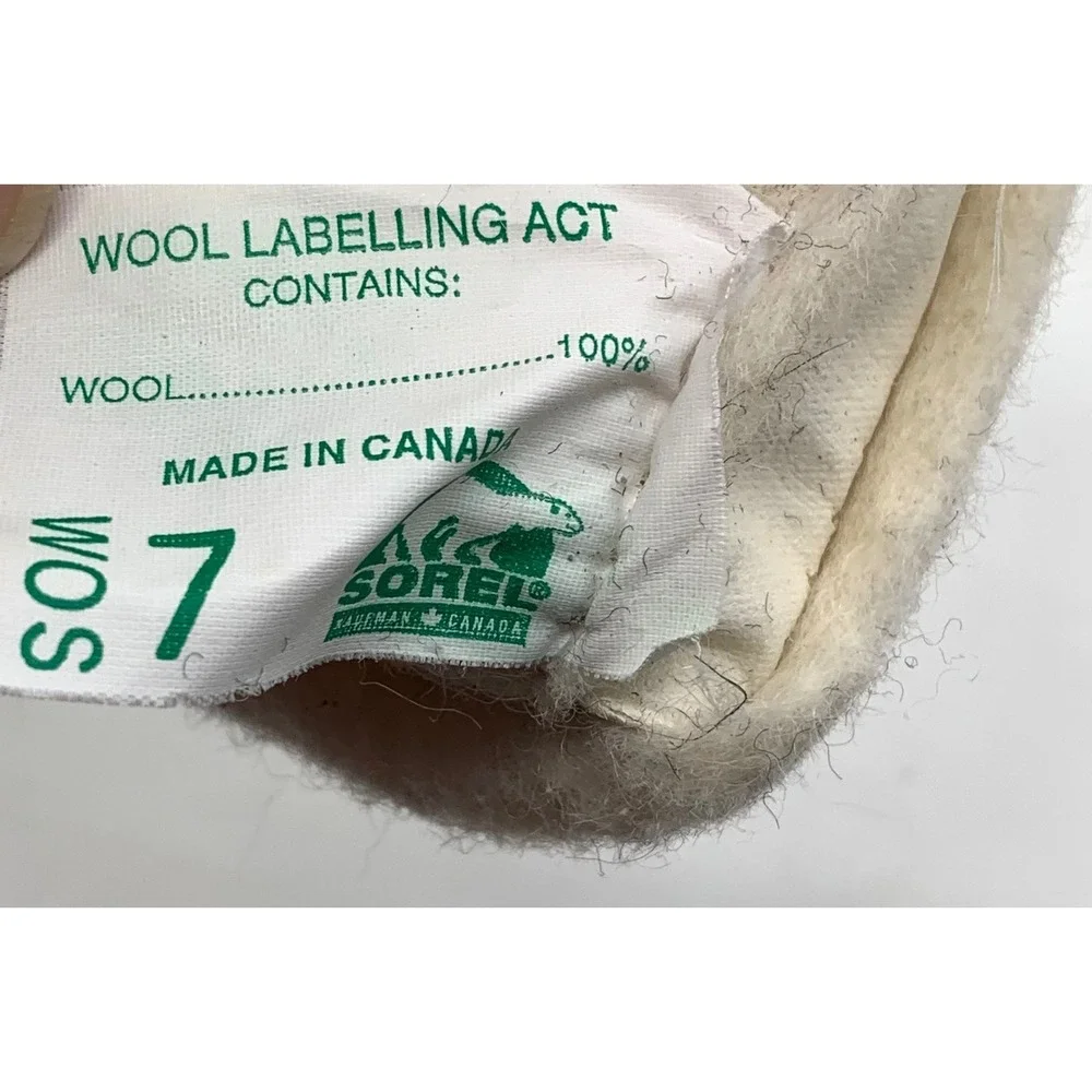 Sorel Womens Caribou Boots 7 Beige Buff Leather Rubber Wool Liner Vintage Canada